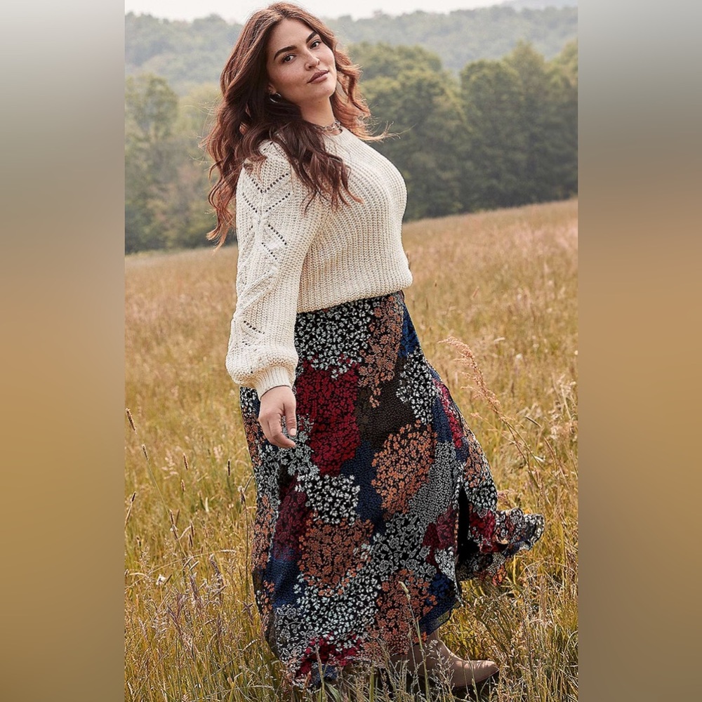 Maurices Boho Floral Briar Faux Wrap Midi Skirt NWT Spring Fall Bohemian - Picture 2 of 9